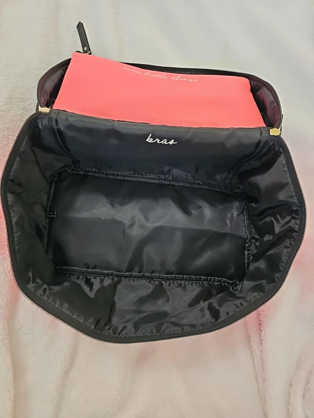 Victoria's Secret NWT Travel Train Case Pink Stripe Makeup Cosmetic Organizer